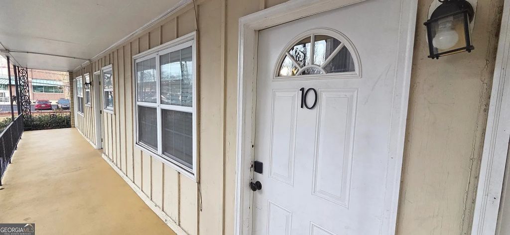 Front door of rental unit 10 at 21 Delmont Drive, Atlanta GA