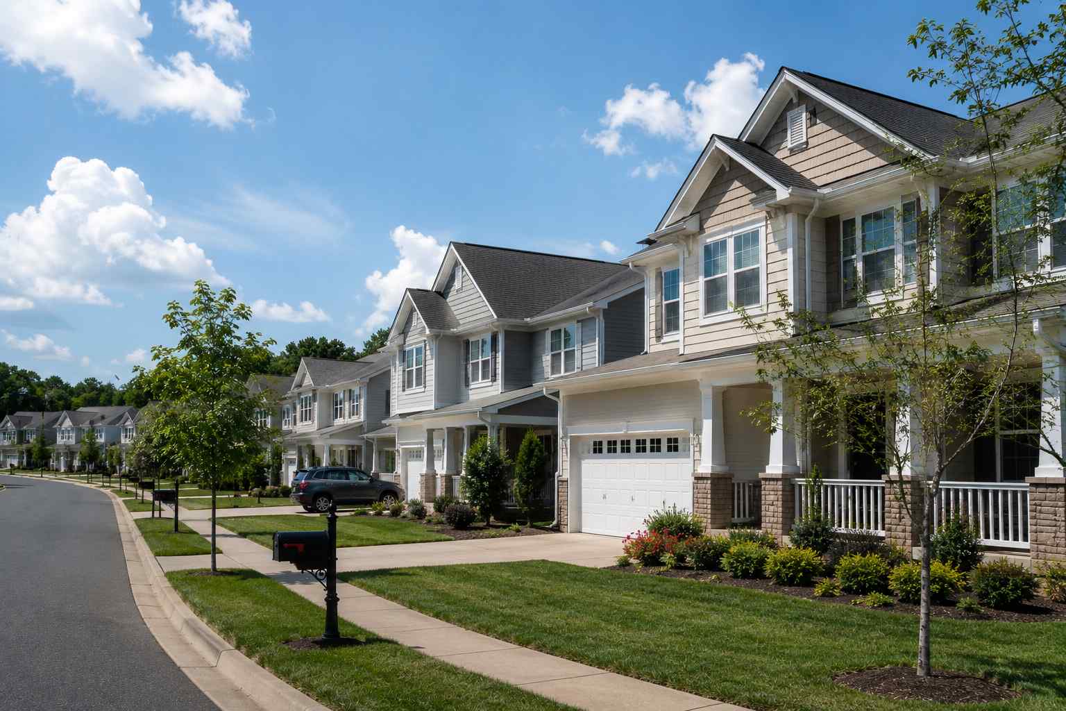 Modern suburban homes in Atlanta neighborhood showing affordable new houses for sale in a buyer-friendly real estate market
